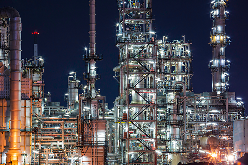 Industrial Work Site at Night